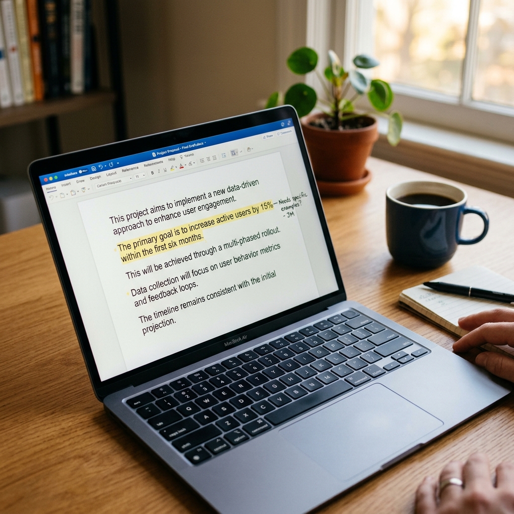 Document on laptop screen